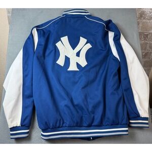 New York Yankees Full Zip Track Jacket Blue White MLB Mens Athletic Men's Large